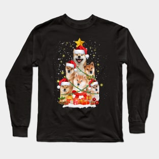 Funny Shiba Inu Dog Christmas Tree Gift Xmas for Men Women Long Sleeve T-Shirt